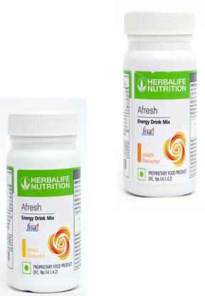 HERBALIFE Afresh Energy Drink Mix - Lemon & Peach FLavor With Green Tea Extracts For Weight Loss & Fat Loss Combo Pack Of 2 PIECES Combo
