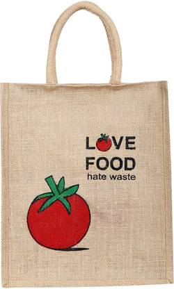 Shina LOVE FOOD - JUTE BAG | LARGE SIZE | 14 X 16 X 5 Grocery Bag