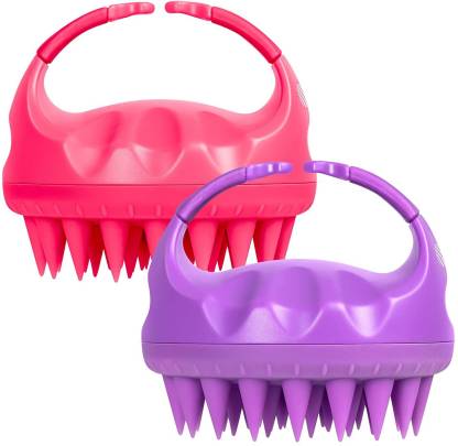 veniqe Hair Shampoo Brush Scalp Care Massager , Pink 1 Pack + parpul 1 Pack