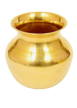 Poojan Paatr Traditional Brass Puja Kalasham/Kalash/Lota,Golden,(10cm). Brass Kalash