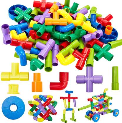 VIBOTON Educational Play and Learn Plastic Pipe Building Block Puzzle Set Learning Activity and Assembly Game Toys