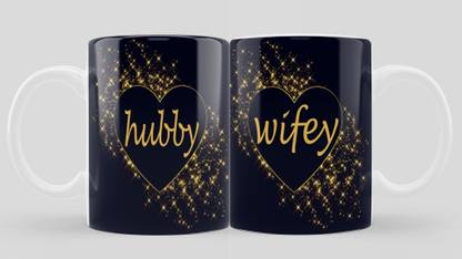Ridhi Sidhi Design Hubby Wifey Premium Design Printed Ceramic Coffee Mug
