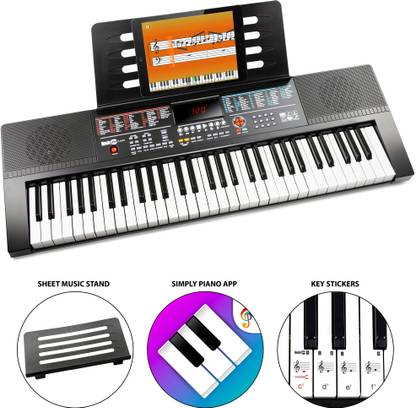 RockJam RJ640 61-Key Piano with Sheet Music Stand, Piano Note Stickers and Lessons Digital Portable Keyboard