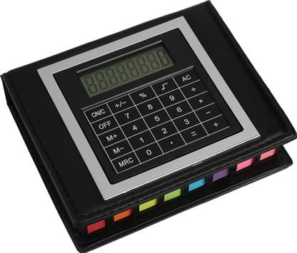KABEER ART Sticky Note Pad with Arrow Flags in PU Leather Case with Built in Calculator 200 Sheets Diary style, 10 Colors