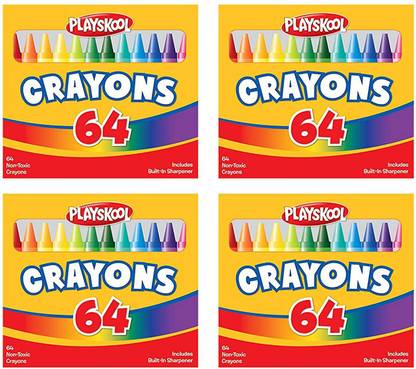 PLAYSKOOL 64 Count Crayons In Box W/Sharpener, Unisex, 3Y+ (Multicolor)