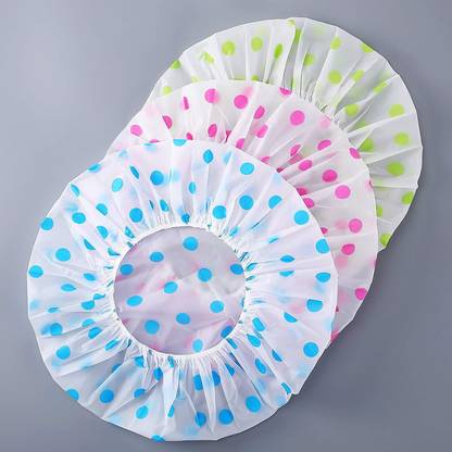 avnish High Quality Reusable & Waterproof Printed Bathroom Shower Cap With Elastic Band for Woman & Girl (pack of 3)