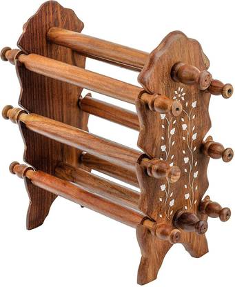 HomEnrich Wooden Sheesham Bangle Stand | Bangle organizer | Folding Chuddi Stand Decorative Showpiece  -  24 cm