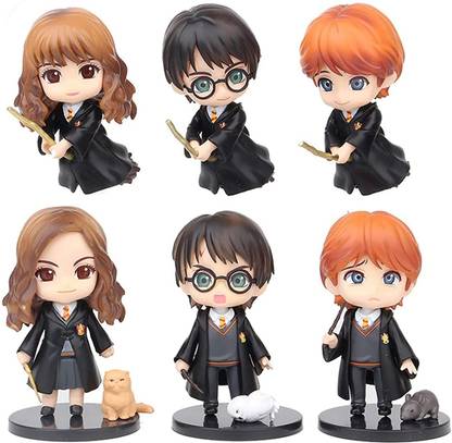Elegant Lifestyle Harry Potter Character 6 Pc Set - with Pet and Broom, Harry Potter Miniature Action Figure Statue Toy Collectible, Perfect for Gifting, Home Decor, Showpiece, Study Table, Office Desk, Car Dashboard, Harry Potter Decorative Showpiece  -  5 cm