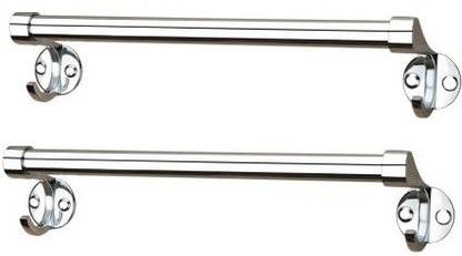 Zesta Stainless Steel Towel Bar 24 INCH | Bathroom Towel Rod Holder | for Kitchen and Washroom With Hook (Pack Of 2) 24 inch 2 Bar Towel Rod