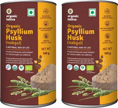 Organic Tattva Psyllium Husk (Isabgol)-Natural Dietary Fiber 100g Each