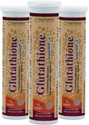 Pure Nutrition L-Glutathione Tablets No Added Sugar - Combo Pack 3 (15 Tablets Per Bottle)