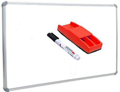 Devew Non Magnetic Plastic 1.5x2 ft Whiteboard |One Side Glossy Whiteboard Surface and Reverse Side Green Chalk Board Surface|With One Non-Magnetic Duster and One Marker Whiteboards and Duster Combos