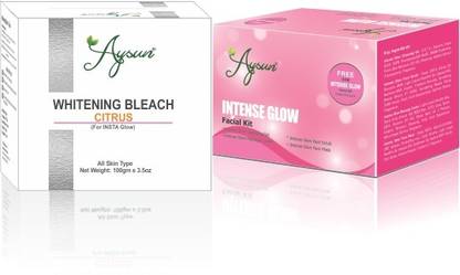 Aysun Whitening Bleach Citrus & Intense Glow Facial Kit Combo Pack of 2