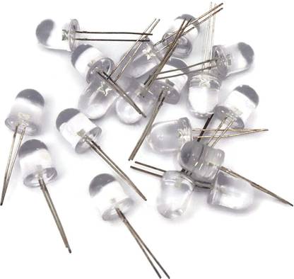 Electronic Spices Pack of 20 (10Mm) Led Ultra Bright Cool White Led Diode white Light with 2pins Light Electronic Hobby Kit
