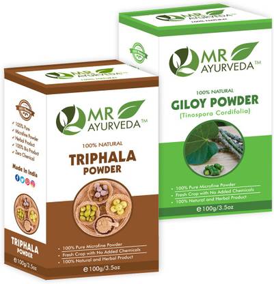 MR Ayurveda 100% Organic Triphala Powder & Giloy Powder - Set of 2