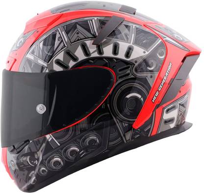 Steelbird SBH-17 Terminator Full Face Graphic SAMP WITH 3 VISOR Motorsports Helmet