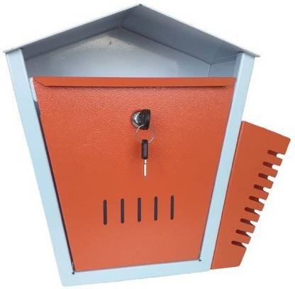 steel shape Metal Wall Mount Milk Box for Gate and Wall with Magazine Holder/News Paper Holder/Outdoor Milk Box/Mail Boxes with Key Lock Wall Mounted Mailbox