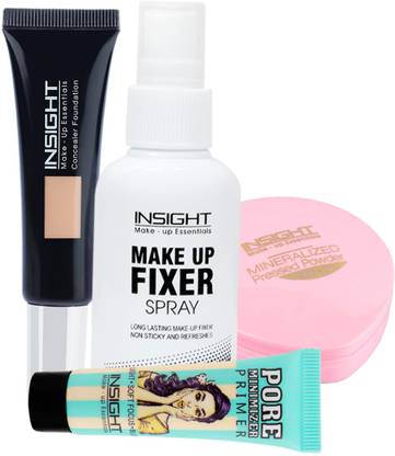 Insight Makeup Combo of Primer, Make Up Fixer, Concealer Foundation & Compact Powder