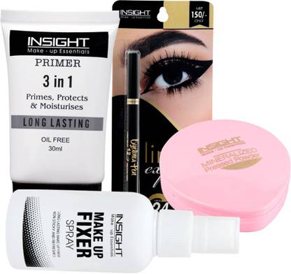 Insight Makeup Combo of Primer, Fixer, Compact Powder and Express Liner