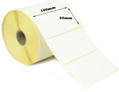 Megias 100 X 50 (4" X 2") Permanent Self Adhesive Cromo Barcode Sticker/Label (1000 Label, 1 Roll,1 UP, White) 100*50 Self Adhesive Paper Label