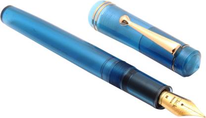Ledos Click Aristocrat Full Demonstrator Sky Blue 3in1 Ink Filling System Medium Nib Golden Trims Fountain Pen