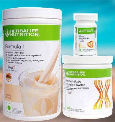 HERBALIFE FORMULA 1 VANILA (500g) + PROTIEN POWDER (200g) + AFRESH LEMON (50g) SET OF 3 PCS Plant-Based Protein