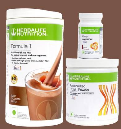Herbalife Nutrition FORMULA 1 CHOCOLATE 500g WITH PROTIEN POWDER 200g + AFRESH ELAICHI 50g SET OF 3PCS Protein Shake