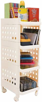 Lyrovo Rectangular Space Saving Vertical Kitchen Office Living Room Bedroom Storage Organizer Racks and Shelves Polypropylene Wall Shelf