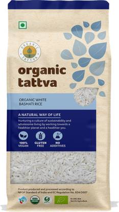 Organic Tattva White Basmati Rice | Gluten Free, 100% Vegan and No Additives | Get the Taste of Health and Nutrition | Basmati Rice (Long Grain, Unpolished)