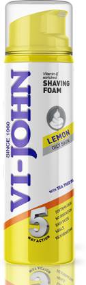 VI-JOHN Classic Lemon Shave Foam for Oily Skin with Tea Tree Oil (200 GM) (Pack of 1)
