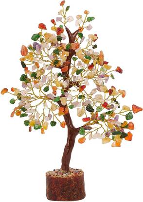 Sawcart Mix Chakra Crystal Bonsai Money Tree Natural Gemstone Feng Shui Home Office Décor Good Luck Wealth Prosperity Reiki Healing Positive Energy Spiritual Gift (Size 10-12 Inches) Decorative Showpiece  -  30 cm