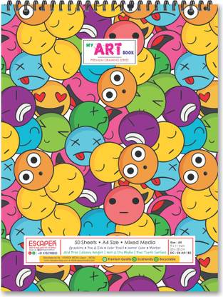 ESCAPER Creative Emotions Theme Sketchbook a4 Size (50 Sheets)| Artist Sketch Pads | Artist Drawing Book | Sketch Book For Painting Sketch Pad