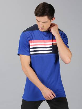 Broad Stripes Men Blue T-Shirt