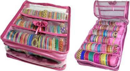 M I STROE 6 ROLL&3 ROLL PINK SATAN COMBO BANGLE BOX Vanity Box