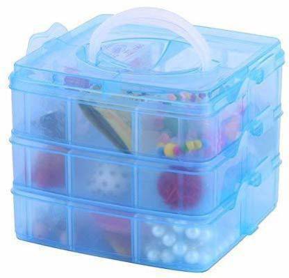 neev creation Ornaments storage Box Plastic Organizer With 3 Layer 18 Grid For Jewelry, Thread Reel Storage Transparent Plastic Box Jewelry organizer box Vanity Box Makeup, Jewellery Vanity Box