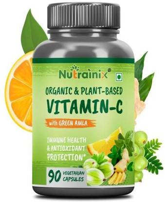 Nutrainix Organic Vitamin C | Immunity Booster, Powerful Anti-Oxidant - 90 Veg. Capsules