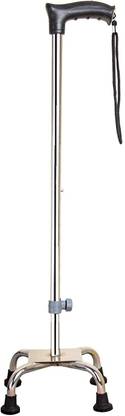 RUNMEX Surgical 4 Leg Chrome Height Adjustable Walking Stick
