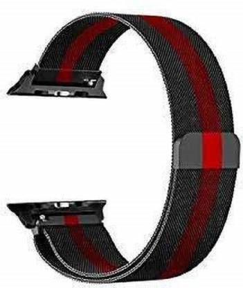 housemate 38mm/40mm Milanese Loop Adjustable Magnetic Strap Smart Apple iWatch Strap,Red-Black (watch not included) Smart Watch Strap 38 mm Stainless Steel Watch Strap