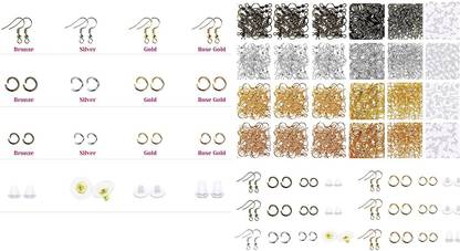 DIY Crafts Jewelry Making Earring Hooks Shynek Earring Making Supplies kit Earring Hooks Open Jump Rings Earring Backs for Jewelry Making and Repair-Earring Hooks (100 Grm, Bronze)