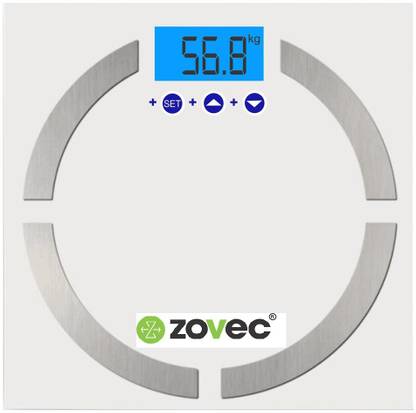 Zovec ZWS-BF1 Digital Smart Body Composition Scale Monitor Electronic Machine With Body Fat Analyzer (white) BMI Weighing Scale