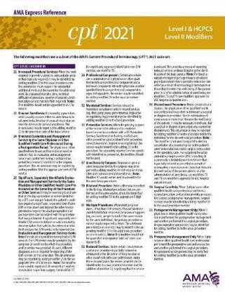 Level I & HCPCS Level II Modifiers 2021 Express Reference Coding Card