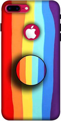 NDCOM Back Cover for iPhone 7 Plus Logo Cut Color Gradient Rainbow Stripes Printed