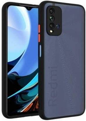 ELEF Back Cover for Xiaomi Redmi 9 Power ShockProof Camera Protection Matte Finish Smoke Case Colored Button