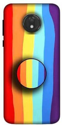 NDCOM Back Cover for Moto G7 Power Color Gradient Rainbow Stripes Printed
