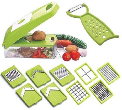 JAYLO ENTERPRISE 12 In 1 Plastic Multipurpose Kitchen Jumbo Unbreakable Veg Chipser, Slicer, Grater, Peeler Container Food Cutter Vegetable & Fruit Chopper (PACK OF 1) Electric Vegetable Grater & Slicer