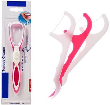 skyowings 100 pcs Dental Floss Pick Tooth Picker Teeth Cleaning Oral Care Tooth Cleaner Floss Picker Teeth Flossing Thread with 1 Stylish Tongue Cleaner