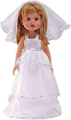 EVAN Beautiful Baby Doll for Girls / Realistic Large Indian Doll Toy in Bridal Costume for Kids, Bride Doll, White (Height - 42 cm) (Model-2)