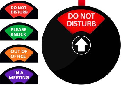 Tizum Privacy Sign, 4-Messages-in-1, i. Do Not Disturb Sign, ii. Out of Office Sign, iii. Please Knock Sign, iv. in a Meeting Sign for Office Conference Room Emergency Sign