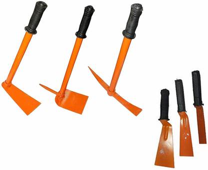 IBEX Garden Hoe, Garden Tiller & Hand Hoe Prong with Khurapi Set of 3 Garden Tool Kit