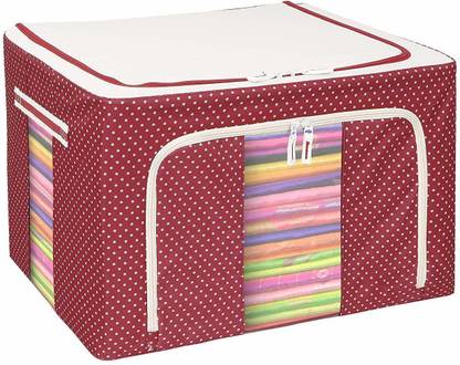 JAYOG ENTERPRISE 66L Folding Storage Box Living Box, Fabric Foldable Wardrobe Organizer, Clothes, Shirts, Saree Cover 66L Folding Storage Box 66L Cloth Storage Boxes_2 (Multi Design )
